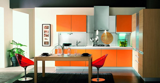 رنگ نارنجی برای آشپزخانه مدرن