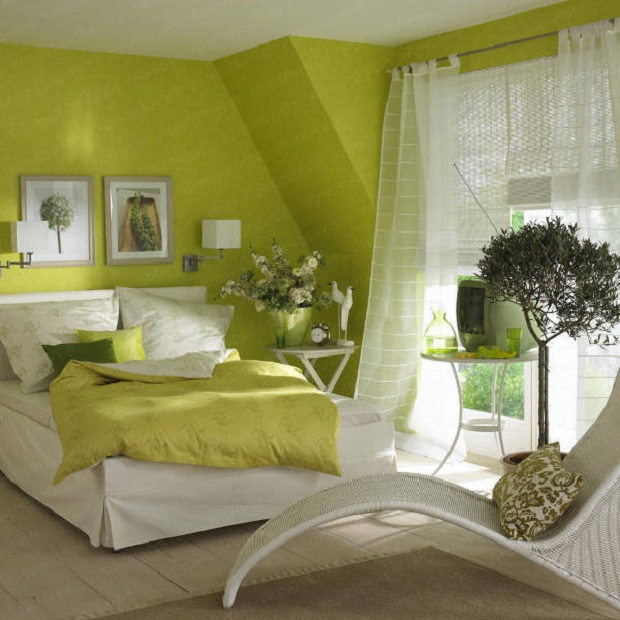 دکور اتاق خواب با رنگ سبز 