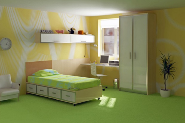 کفپوش سبز برای رنگ اتاق خواب